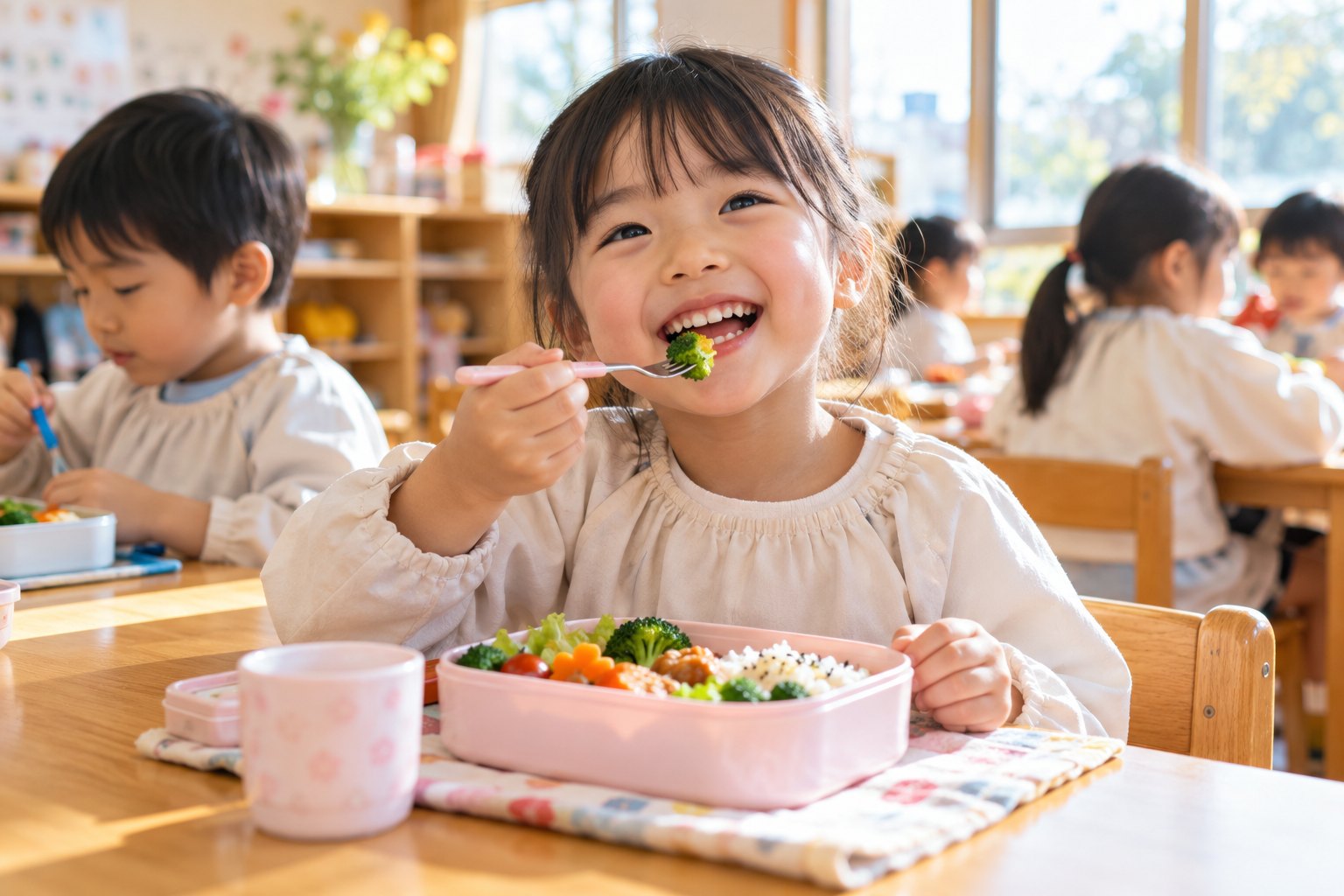給食を食べる子ども